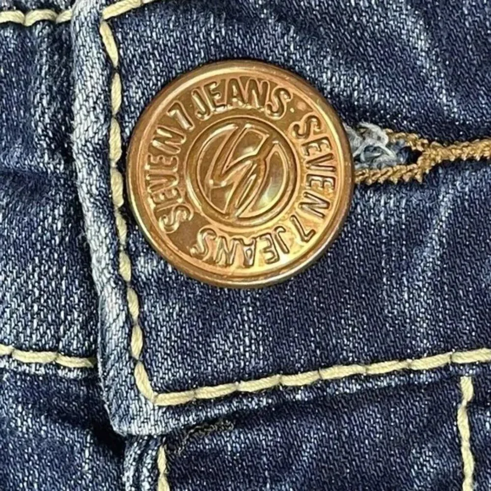 SEVEN 7 Jeans Bling Blingy Straight Leg Frayed Back Pockets Womens 14